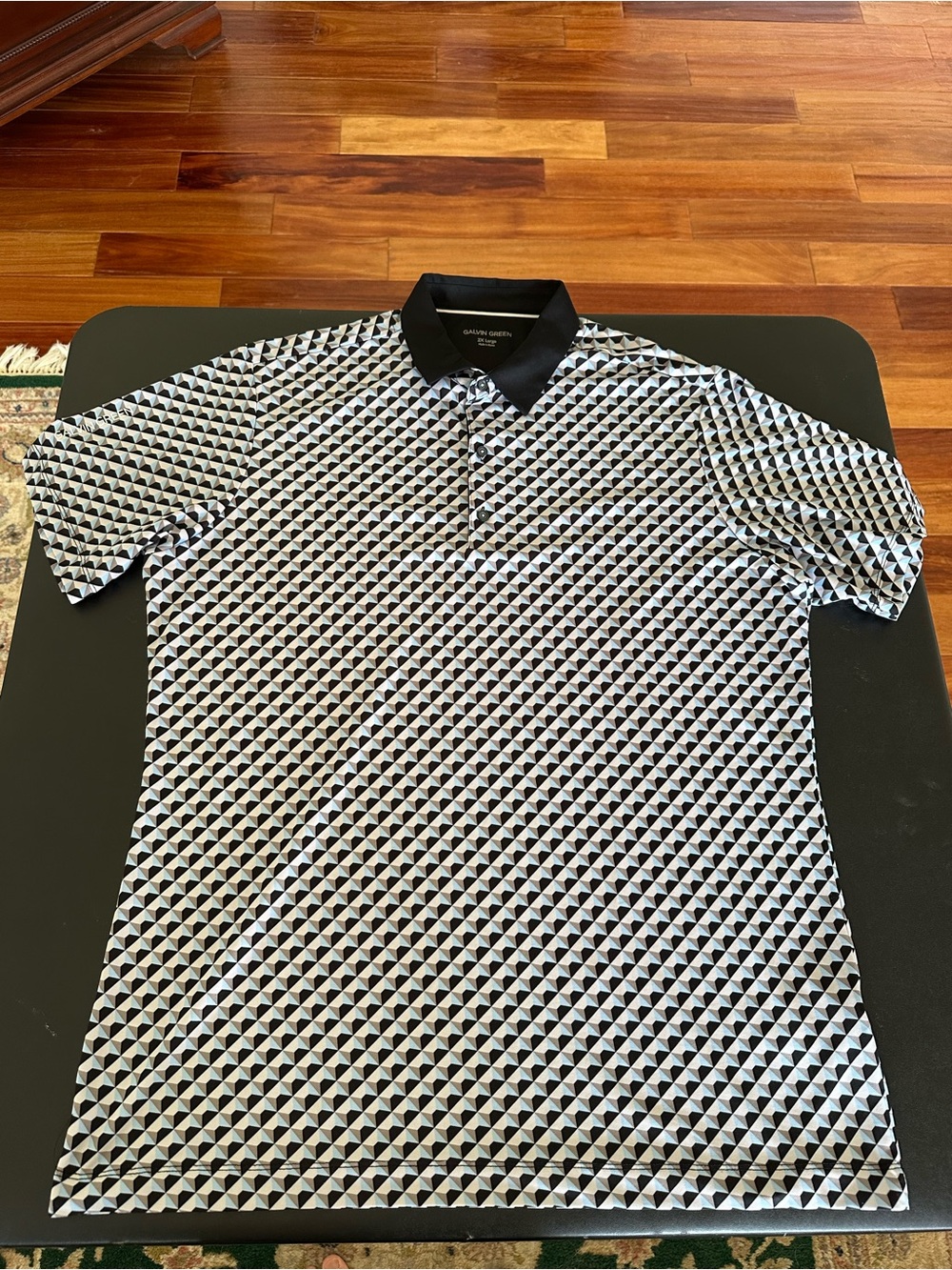 Galvin Green Geometric Print Golf Polo Shirt - Black & White